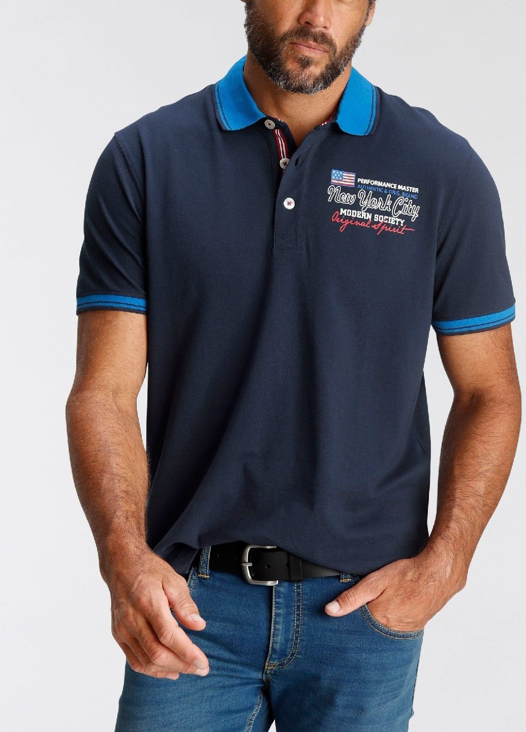 Темно-синяя футболка-поло для мужчин Man's World