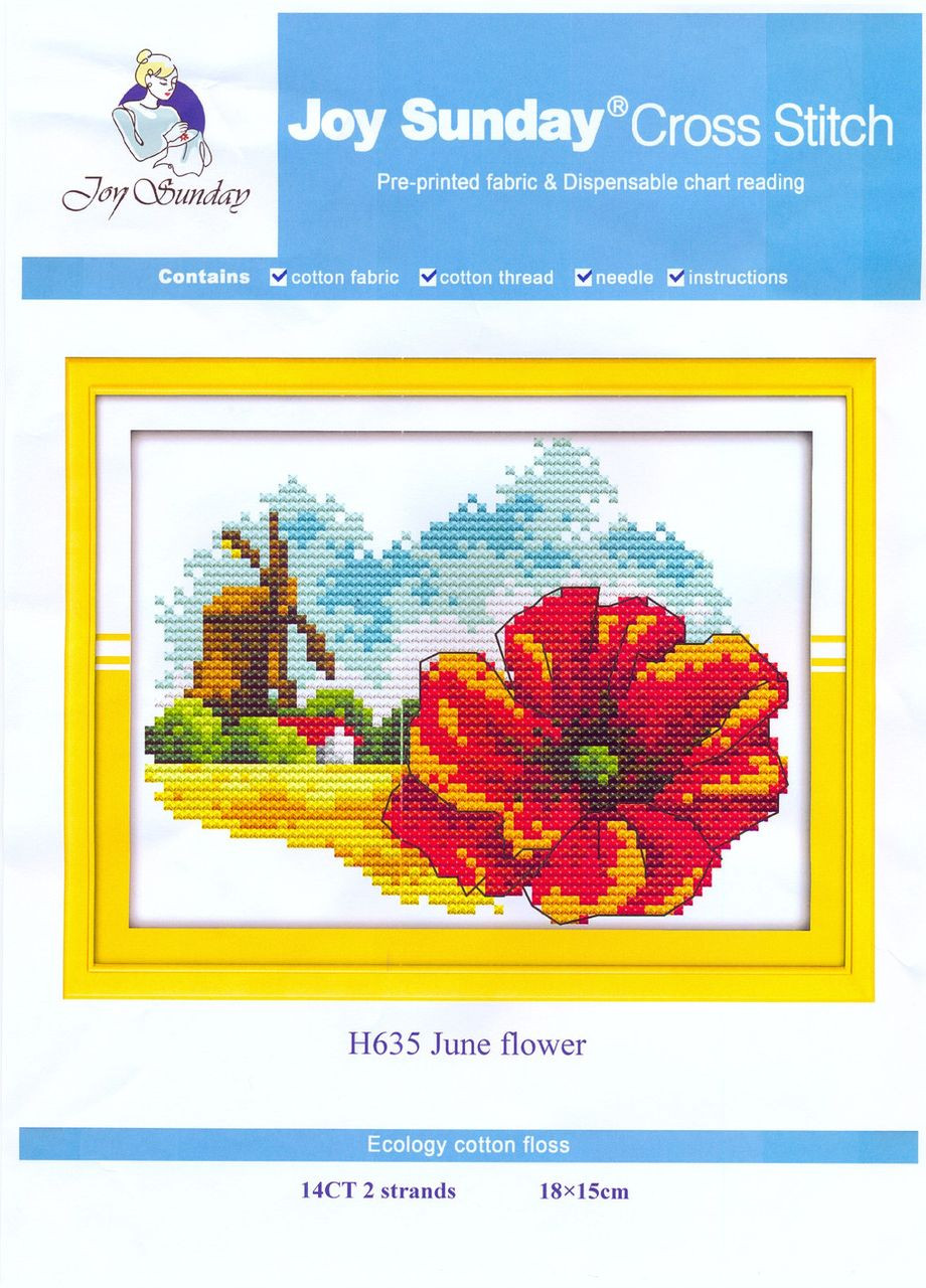 Набор для вышивания по нанесённой на канву схеме" June flower". AIDA 14CT printed 18*15 см Joy Sunday (313612747)