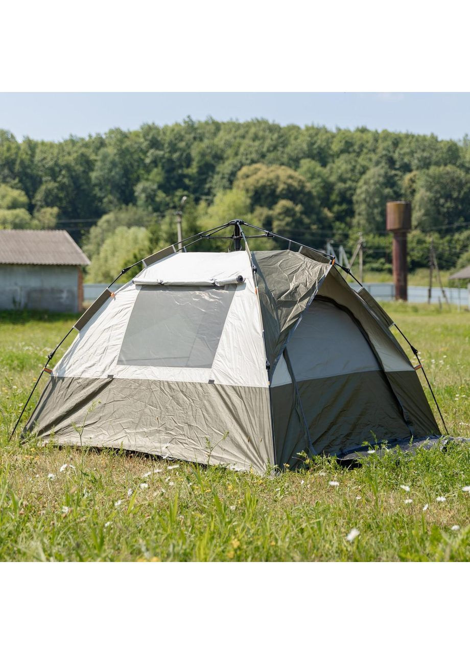 Палатка автоматическая трехместная 2*2 (м) кемпинговая туристическая LU-0016GR Хаки No Brand (369478254)