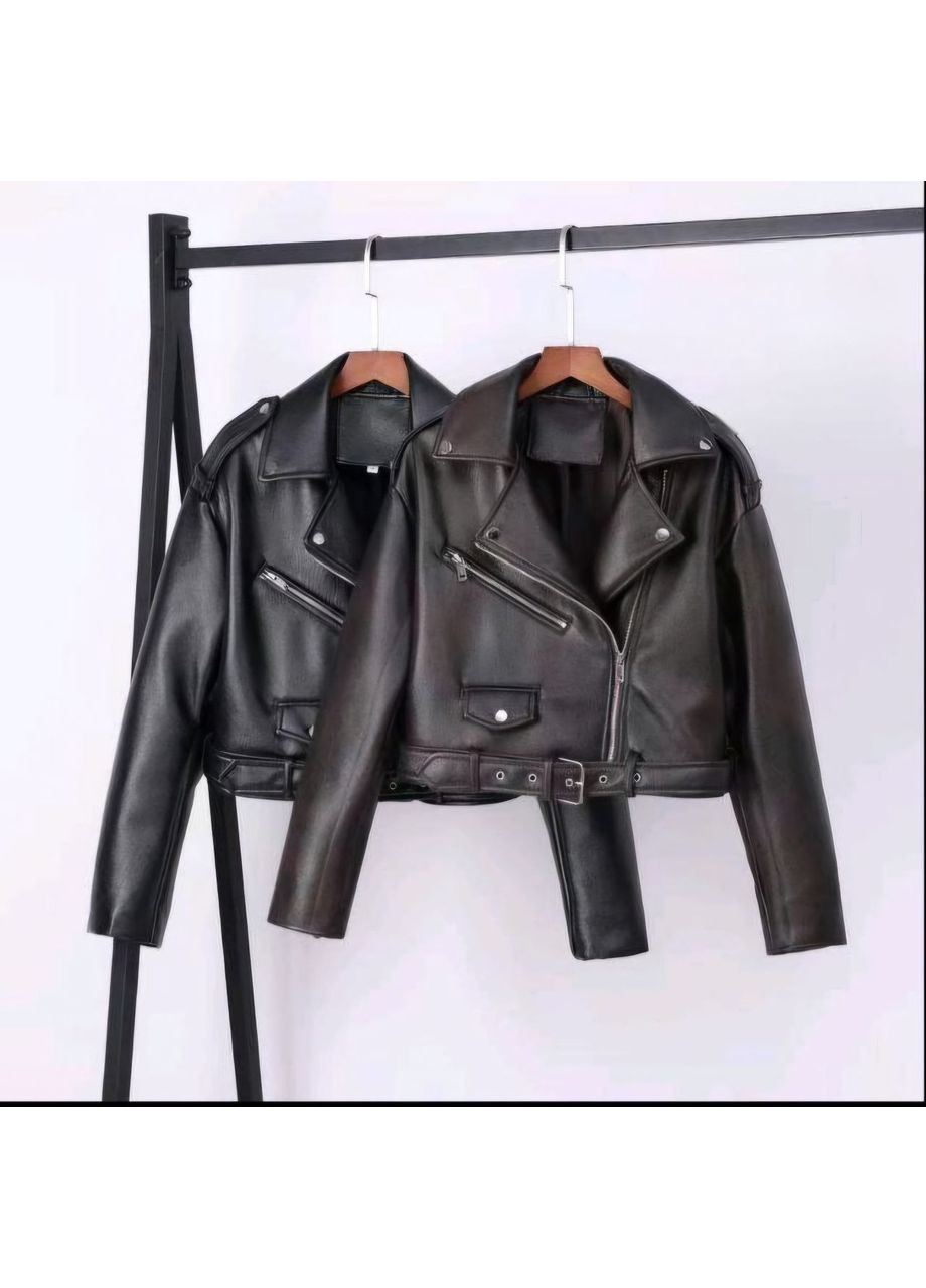 Черная демисезонная куртка косуха укороченная в стиле zara эко кожа Україна