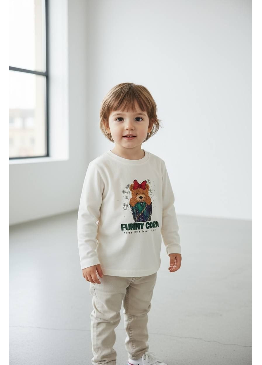 Молочный демисезонный лонгслив To Be Too с рисунком