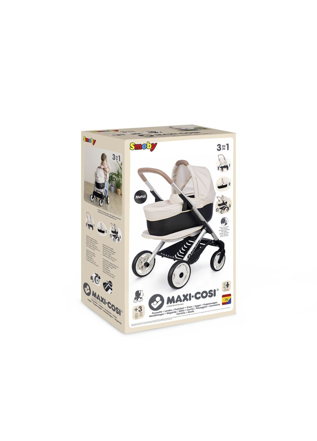 Коляска для ляльки Maxi-Cosi 3 в 1, зі знімною люлькою, айворі () Smoby 7600253122 (361855692)