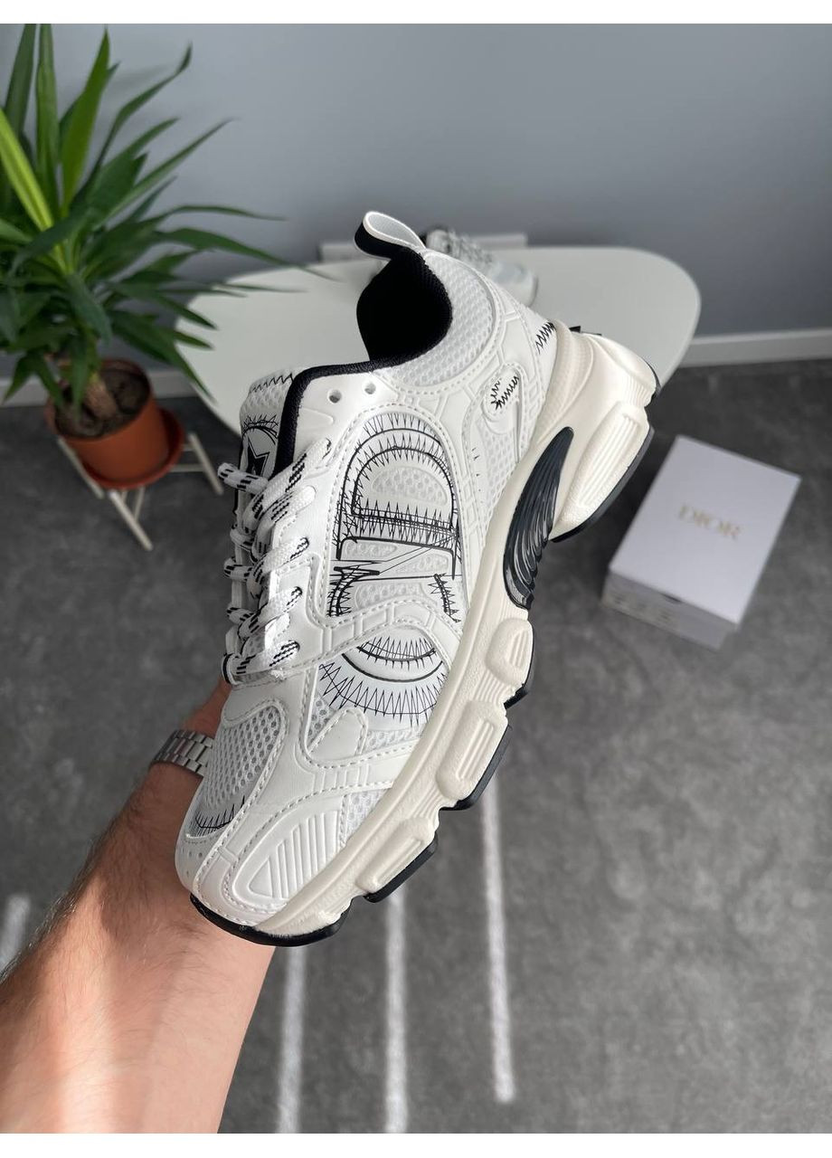 Белые демисезонные кроссовки мужские и женские dior chrono white black | диор хроно белые No Brand