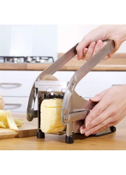 Ручна картоплерізка машинка Potato Cut для нарізки картоплі фрі з нержавіючої сталі 2 насадки різних розмірів Silver No Brand (350349182)