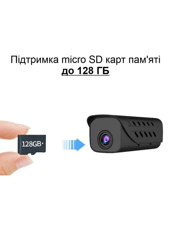 Міні камера wifi c відеореєстратором і записом на карту пам'яті до 128 Гб H9W, з акумулятором 850 мАг Nectronix (392374507)