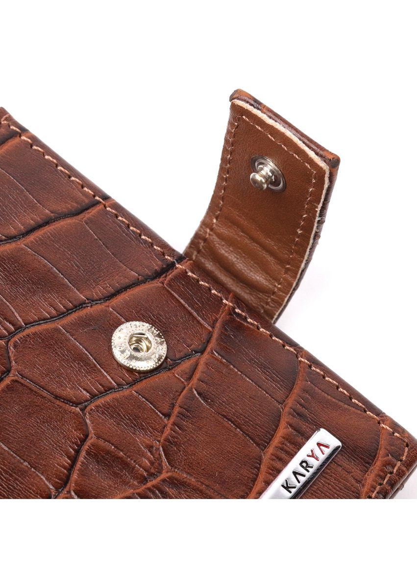 Кошелек мужской Кожаный с тиснением под крокодила 21202 Коричневый Karya (306881981)