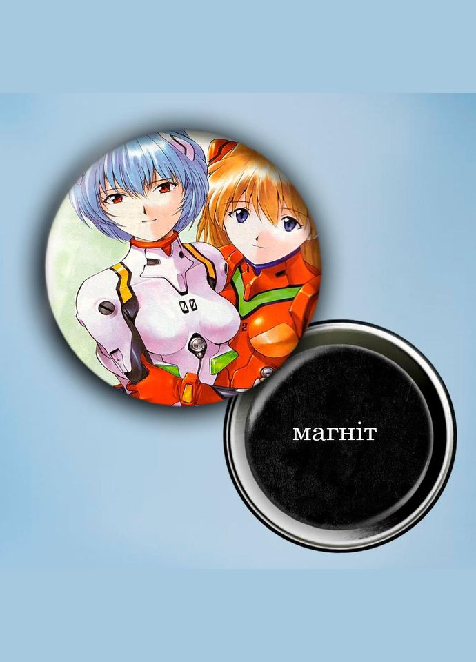 Фотомагніт (магніт на холодильник) Аніме Євангіліон #0015 56 мм чорний No Brand (309159159)