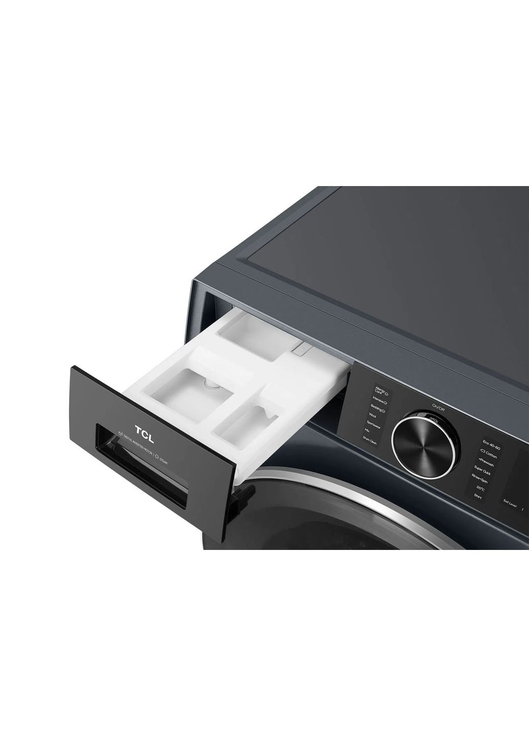 Стиральная машина FP0934SA1UA фронтальная, 9кг, 1400, A+++, 57см, дисплей, пара, инвертор, серый TCL (364275010)