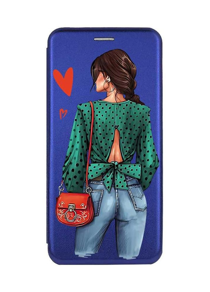 Чохол-книжка синій з малюнком на Xiaomi Redmi 14C / Poco C75 Дівчина в зеленому (принт 224) Creative (355395811)