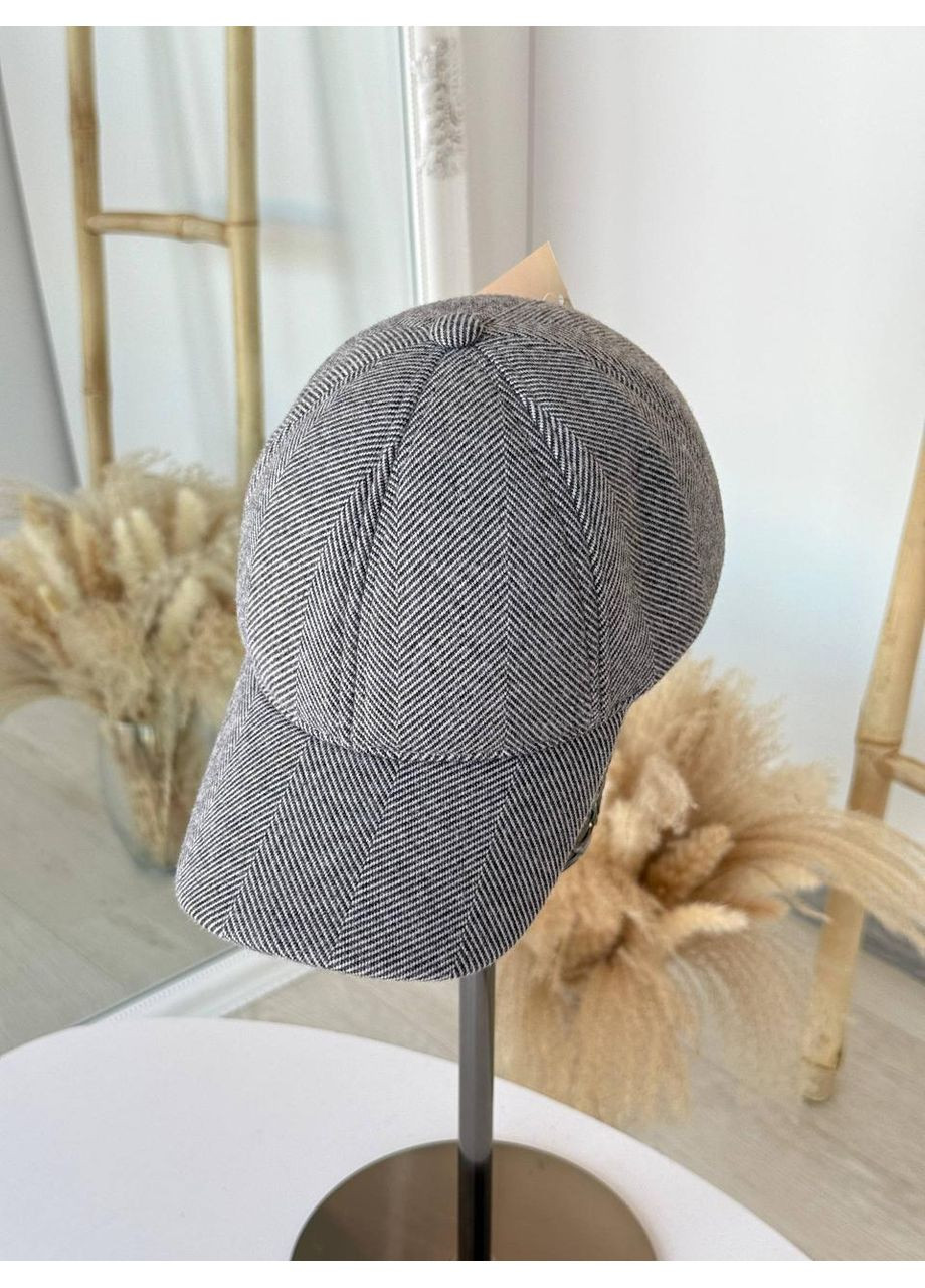 Стильна бейсболка з натуральної вовни для холодної пори року. Бейсболка вовняна у ялинку візерунок No Brand (368669546)