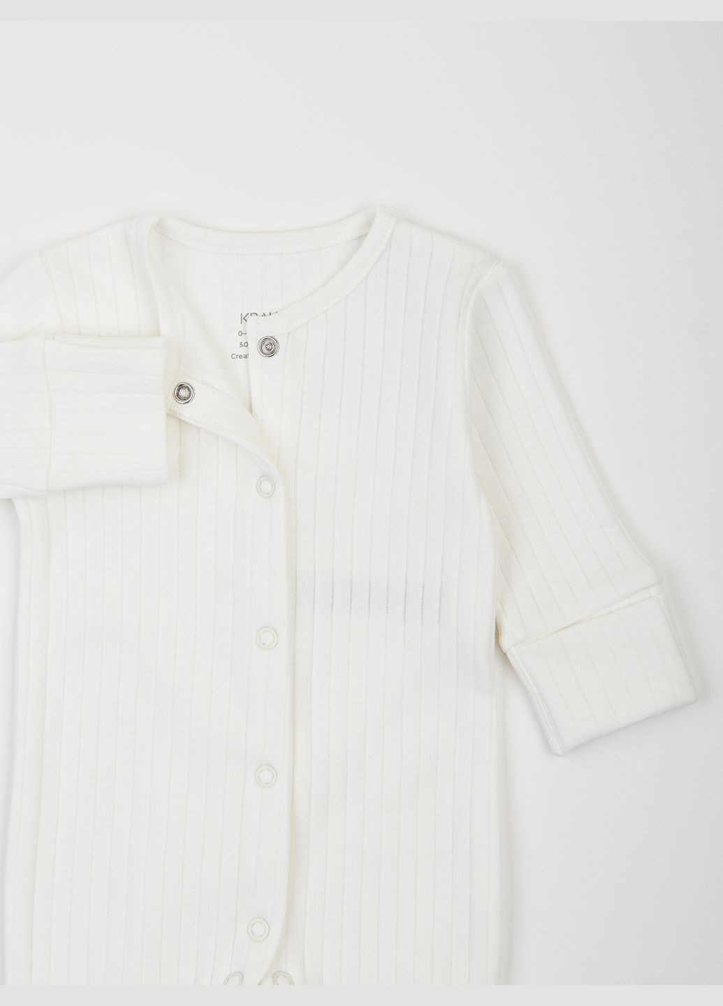 Білий демісезонний комплект для немовлят чоловічок та шапочка-вузлик молочний широка смужка KRAKO