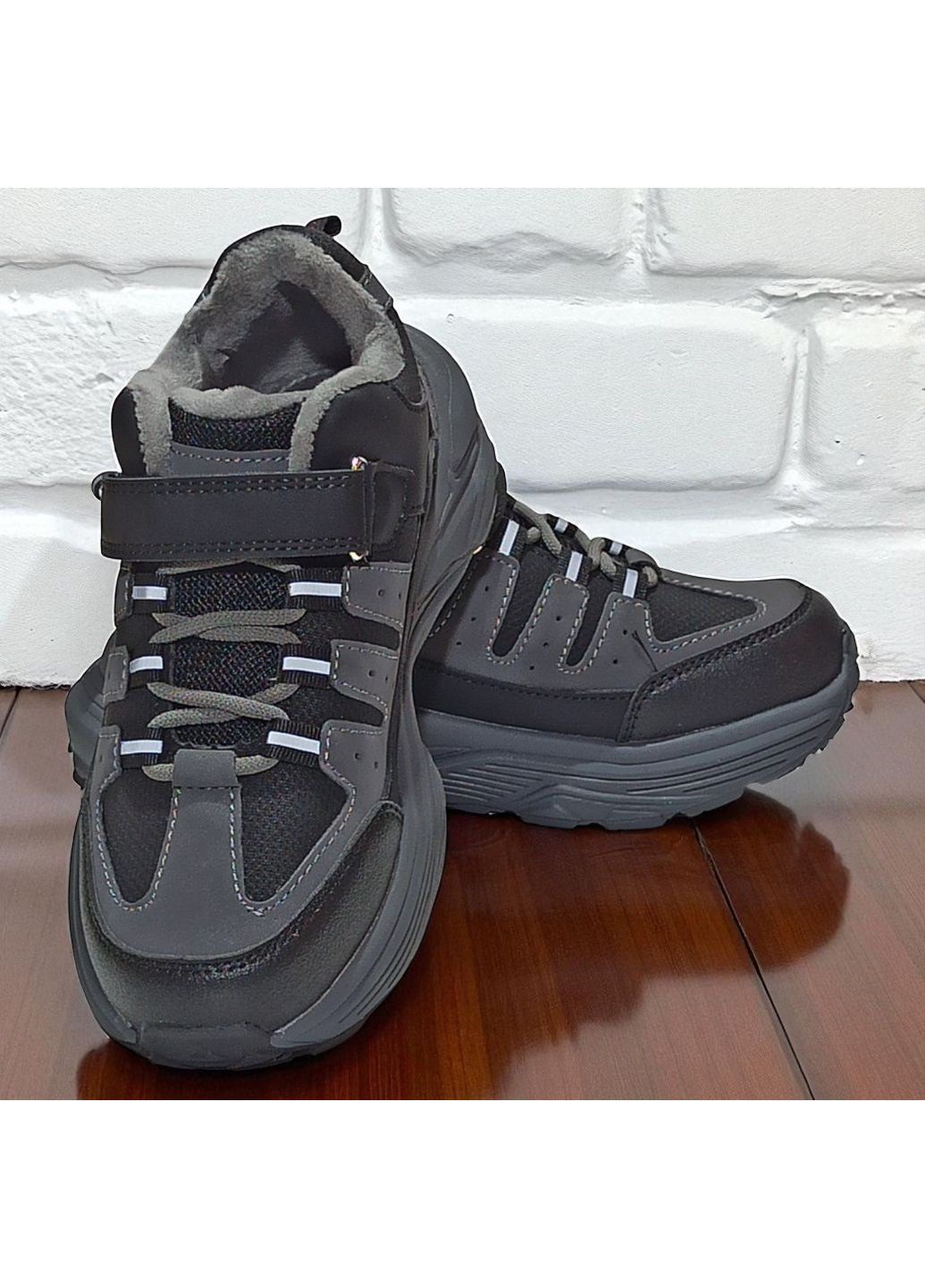 Чорні Осінні утеплені демісезонні кросівки ппідліткові хайтопи на флісі на липучках для хлопчика підлітка Tom.M