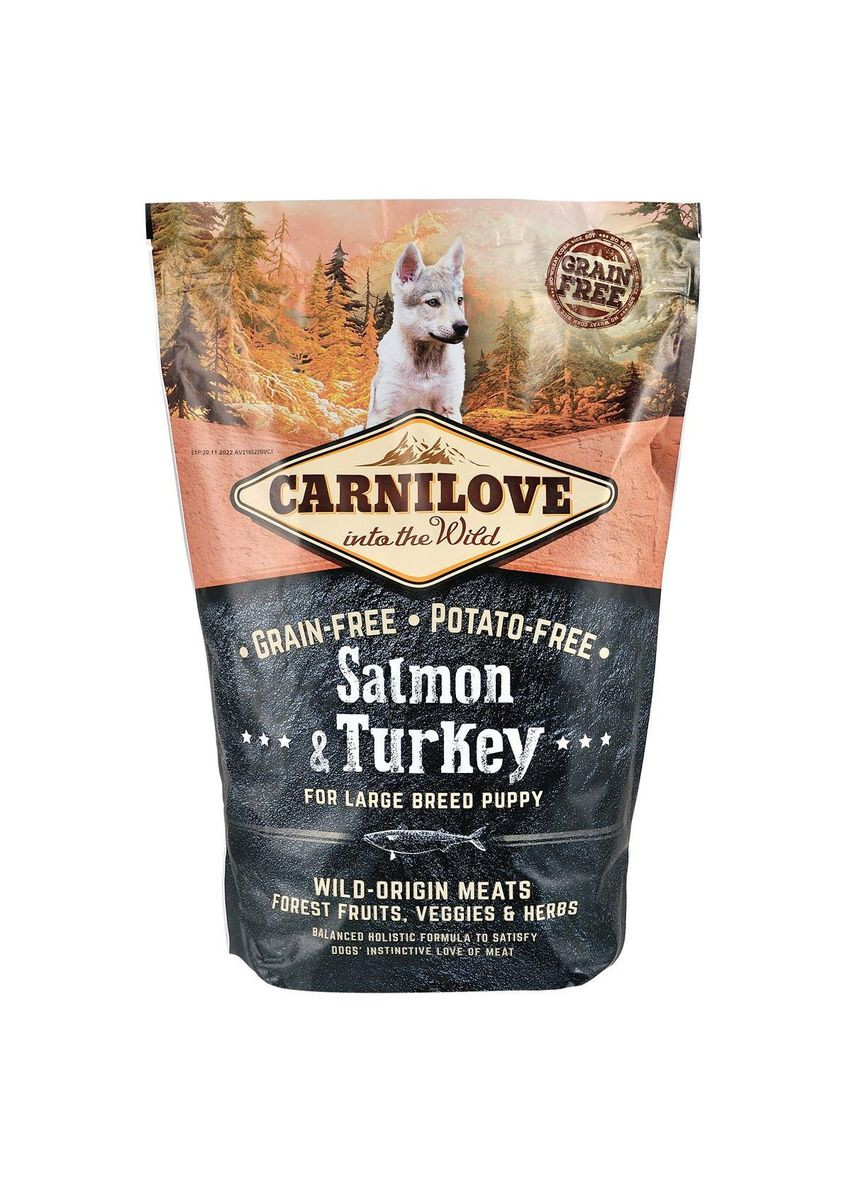 Сухий корм Salmon & Turkey для цуценят та молодих собак великих порід, лосось та індичка, 1,5 кг Carnilove (363196474)