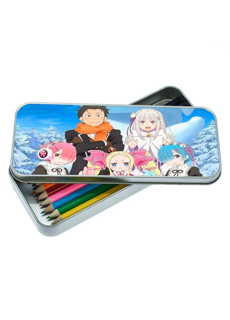 Органайзер для канцелярського приладдя металевий, кейс для дрібниць Аніме Життя з нуля в іншому світі #001 7*18 см Silver No Brand (309153512)