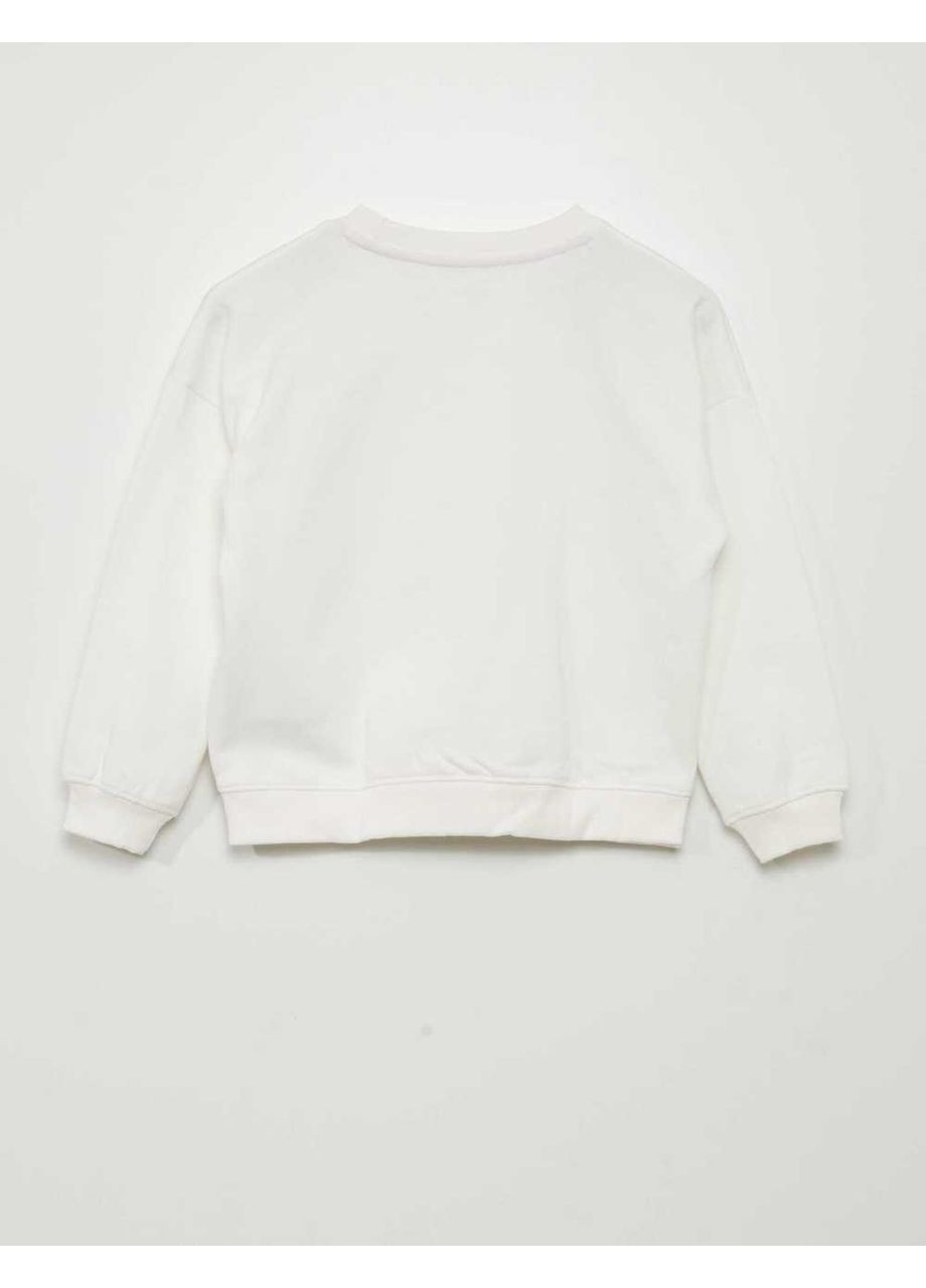 Kiabi світшот фліс,білий з принтом, білий