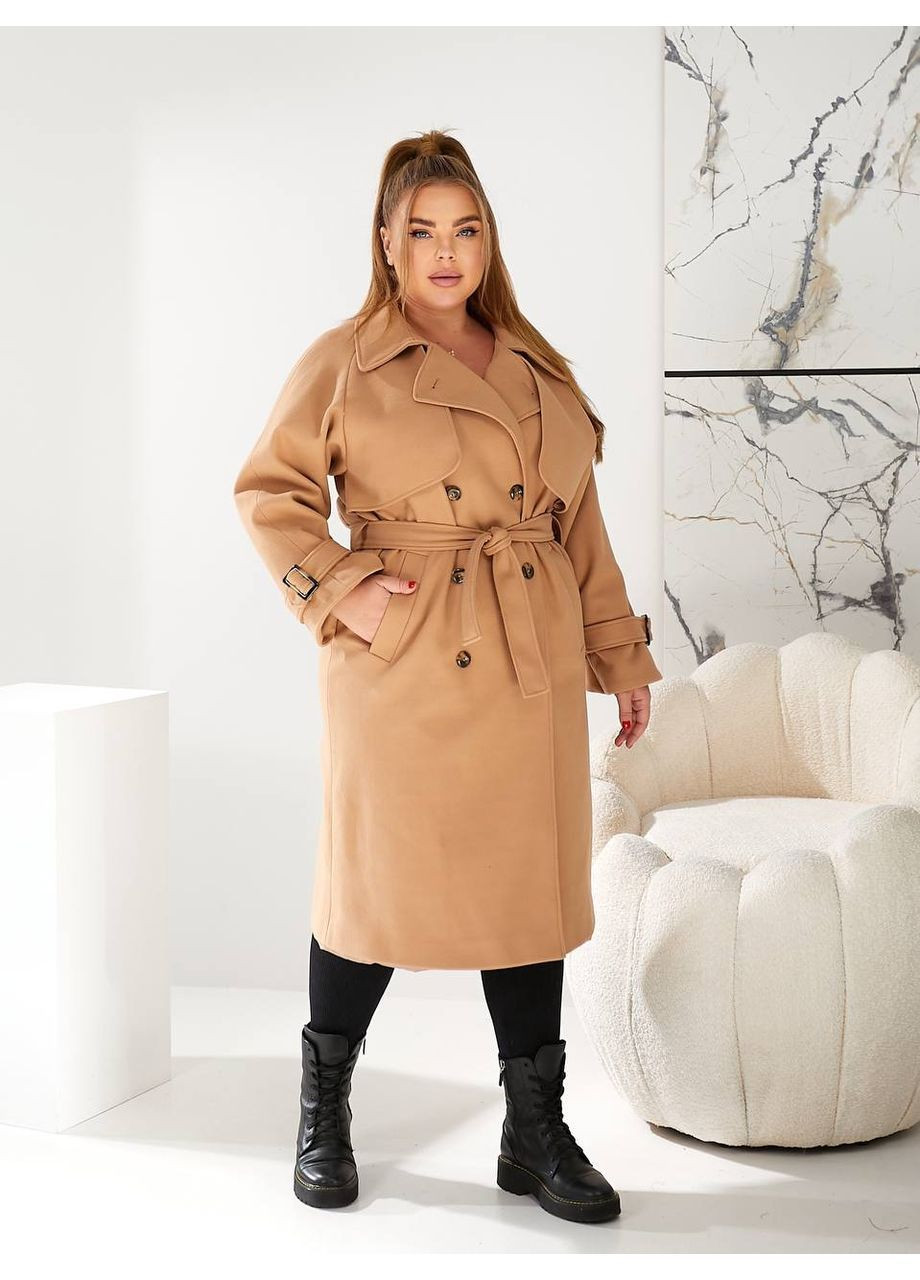 Бежеве демісезонне Пальто жіноче кашемірове довге двобортне демісезон двобортне No Brand