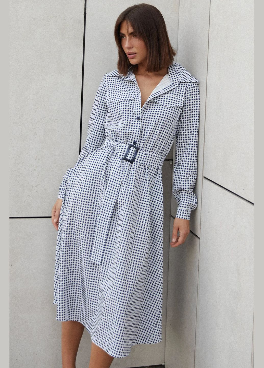 Синя ділова, повсякденний, кежуал сукня Seventeen в клітинку
