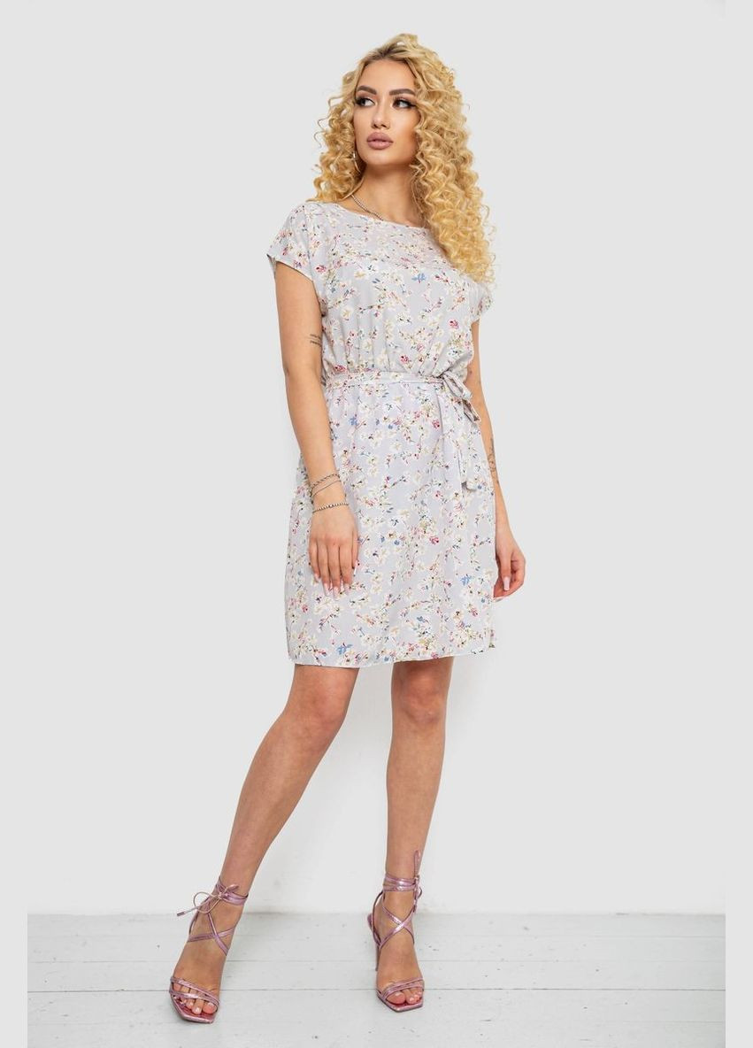 Світло-сіра повсякденний літня сукня з поясом без рукавів з принтом вільного крою синьо-сіра (sku_214r0225-3) No Brand з малюнком