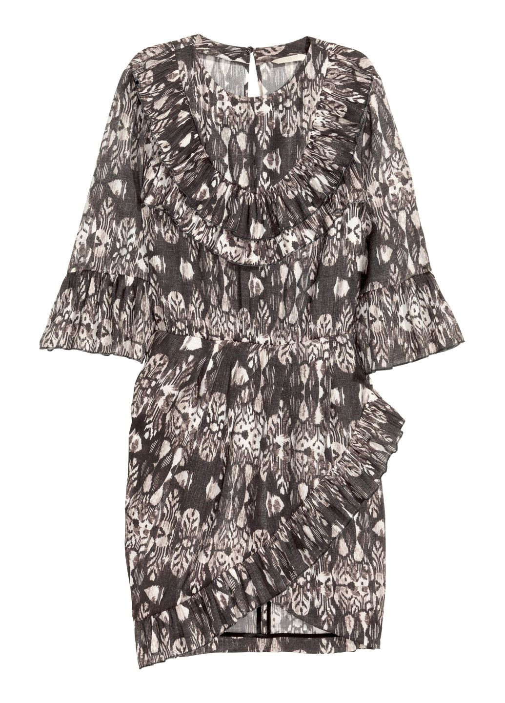 Темно-серое платье демисезон,темно-серый в бежевые узоры, H&M