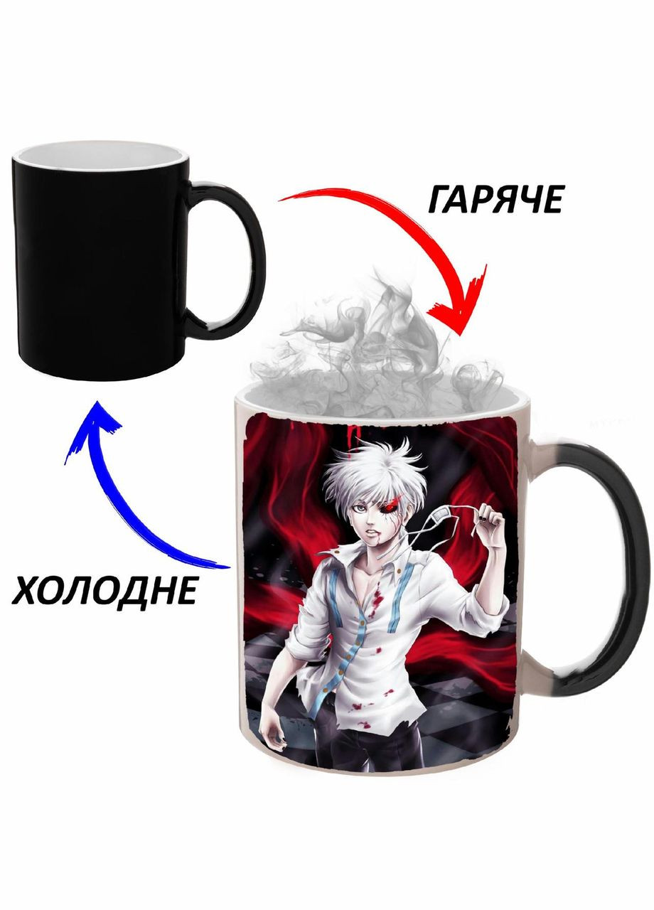 Чашка хамелон Токійський людожер Аніме #011 (кухоль, горнятко) Чорна 330 мл No Brand (323472344)