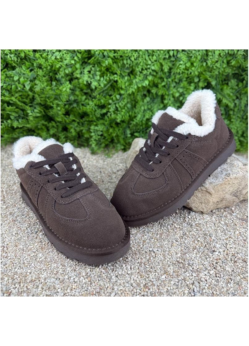 Жiночi кеди замшевi зимовi Е-005073-24 Темно-коричневi No Brand (360406310)