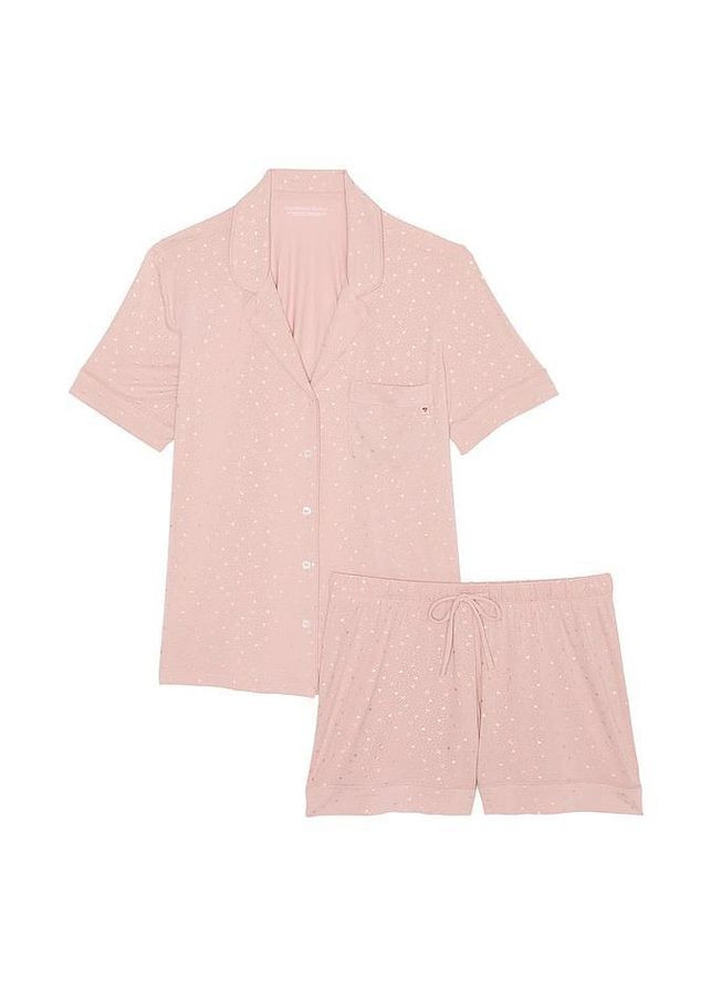 Рожева всесезон жіноча піжама (шорти + сорочка) modal soft short pajama set xl рожева Victoria's Secret