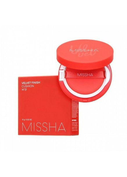 Кушон для обличчя з матовим фінішом Velvet Finish Cushion 21Тон (світло- бежевий) MISSHA (370389527)
