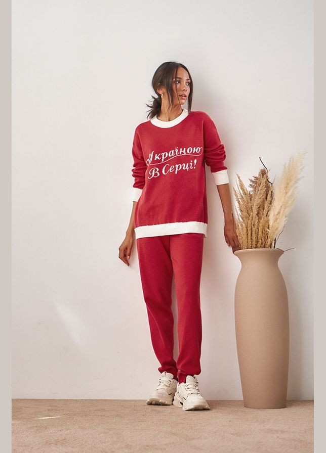 Красный демисезонный женский джемпер свободного силуэта (2427) Triko Bakh