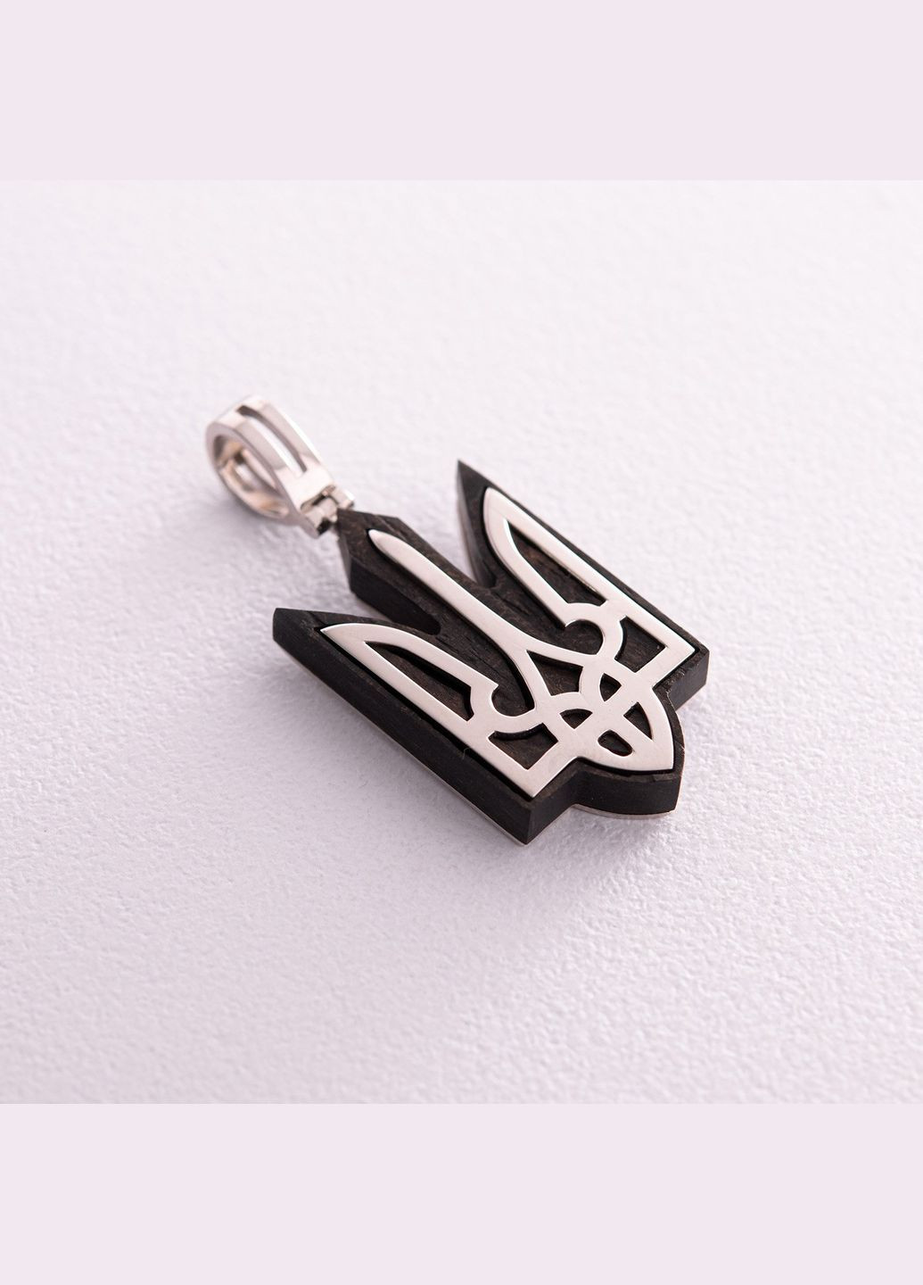 Серебряный кулон Герб Украины - Тризуб с эбеновым деревом 959 Oniks (264392713)