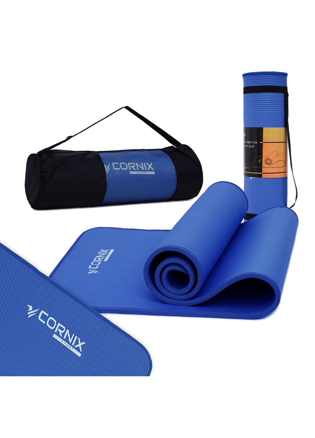 Коврик спортивный NBR 183 x 61 x 1 cм для йоги и фитнеса Blue/Blue Cornix XR-0096 (275654259)