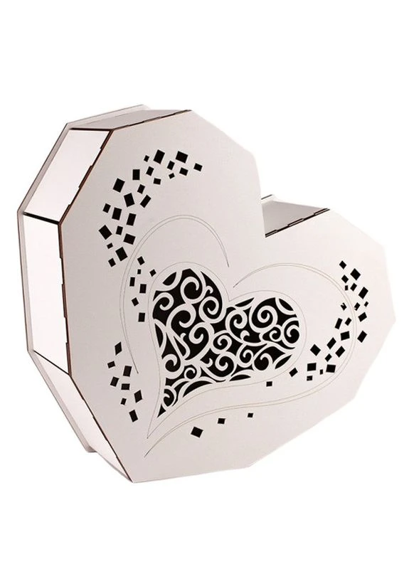 Коробочка серце біла (Дерева подарункова упаковка) No Brand (392147582)