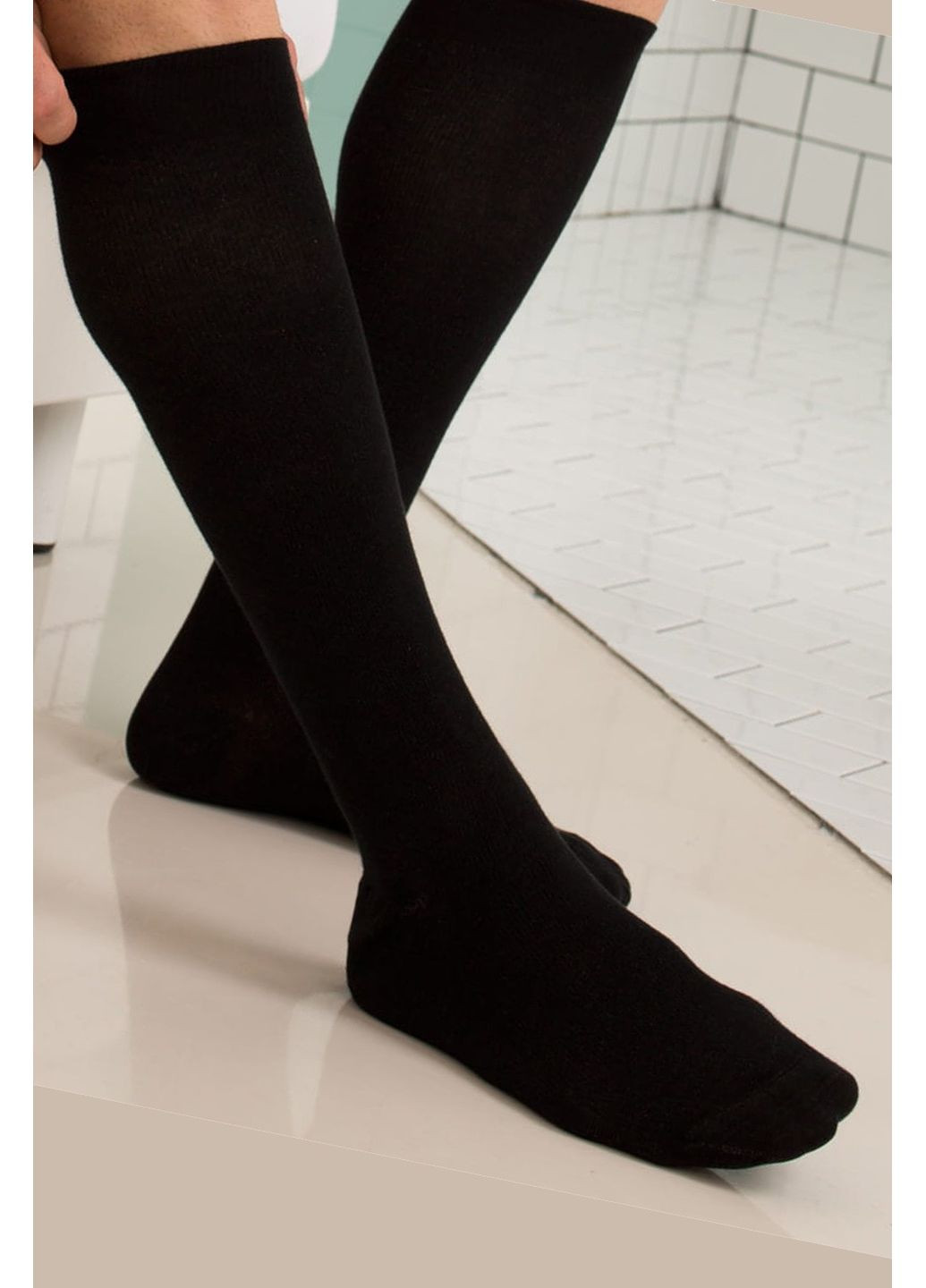 Чорні гольфи-шкарпетки високі чоловічі бавовняні 027 cotton Steven (349500870)