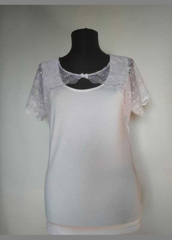 Біла модна біла блуза з вискози та мережива розмір л selena-віолана Violana