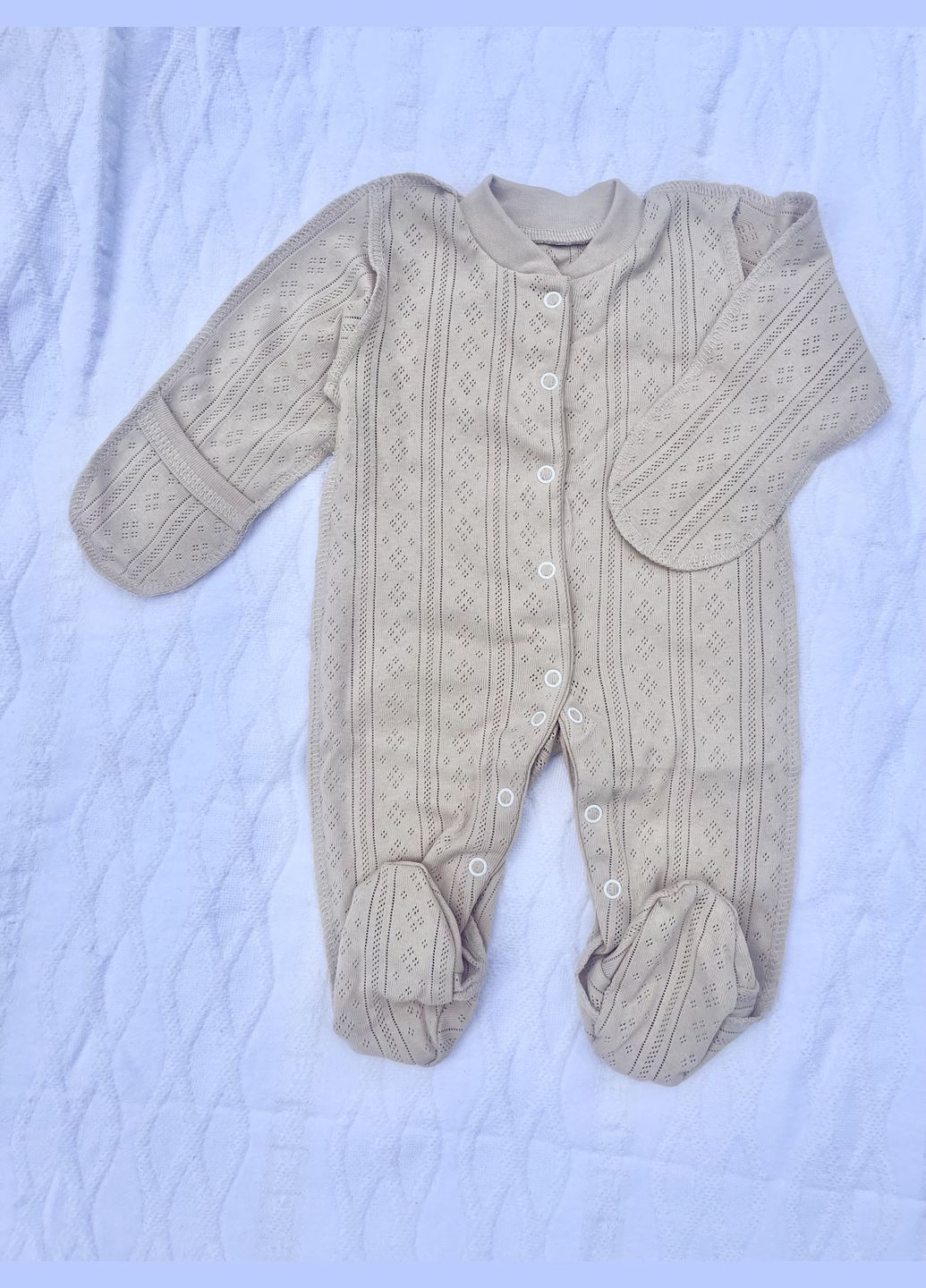 Летний комбинезон для новорожденных (жаккардовая рыба с перфорацией) No Brand (334010904)