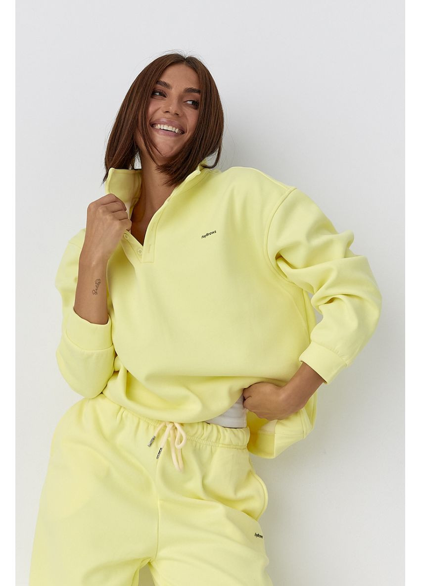 Теплий костюм зі світшотом-поло та прямими штанами Lurex Спортивный костюм (370381203)