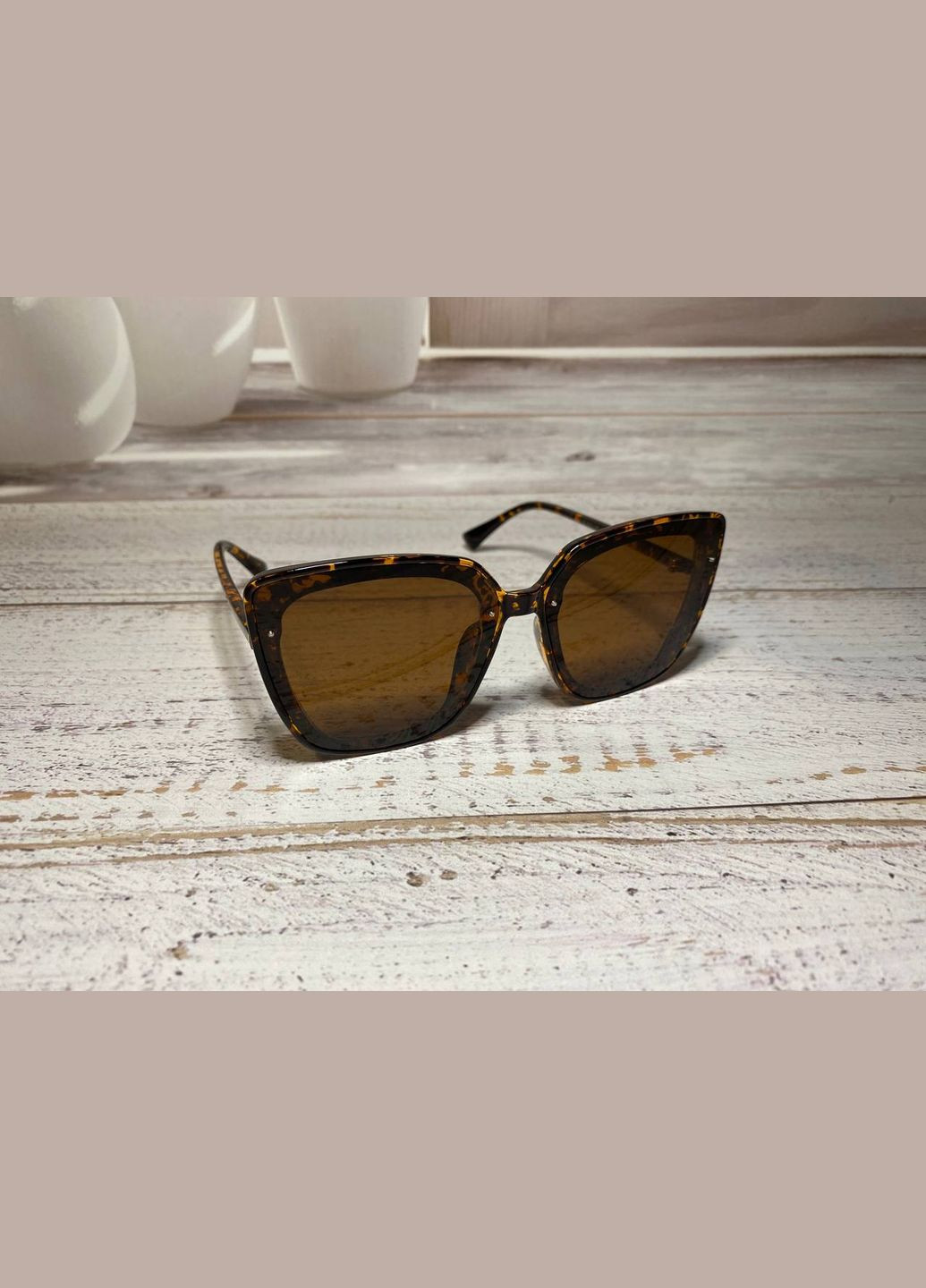 Окуляри жіночі сонцезахисні стильні леопард форма квадрат коричневі LIGHT (315889501)