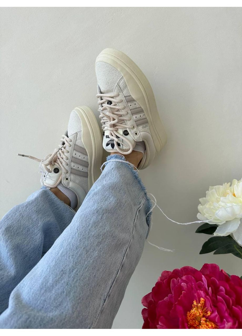 Бежевые демисезонные кроссовки мужские adidas campus x bad bunny beige адидас кампус No Brand