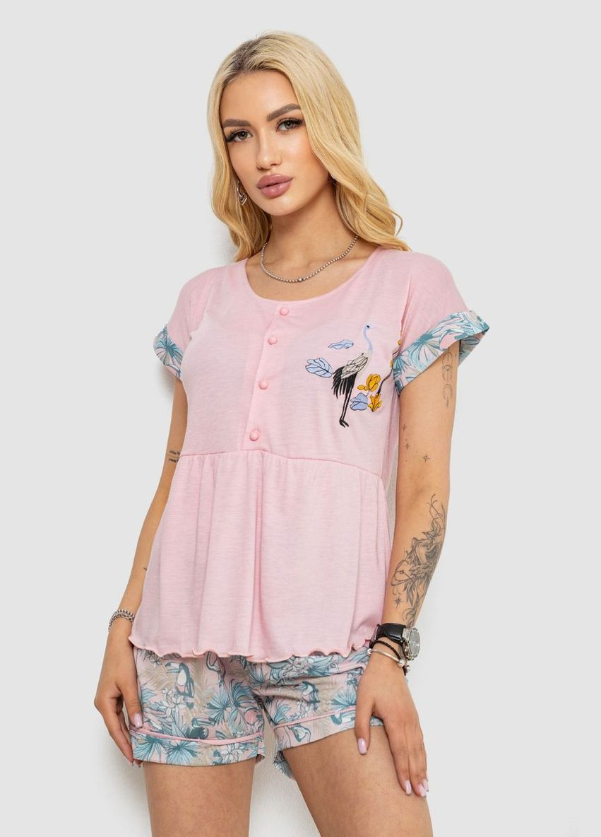 Рожева піжама жіноча з принтом,, 243r6012-p2 Sude