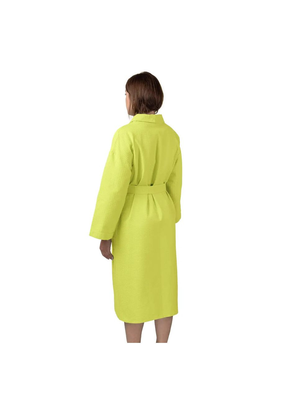 Вафельний халат Кімоно розмір (42-44) S 100% бавовна лайм (LS-7198) Luxyart (324440366)