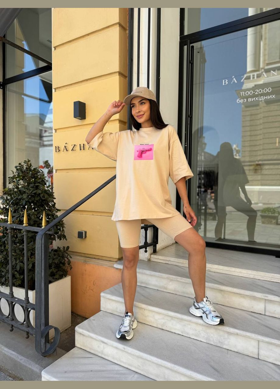 Жіночий костюм футболка оверсайз+шорти Style Point (333935329)