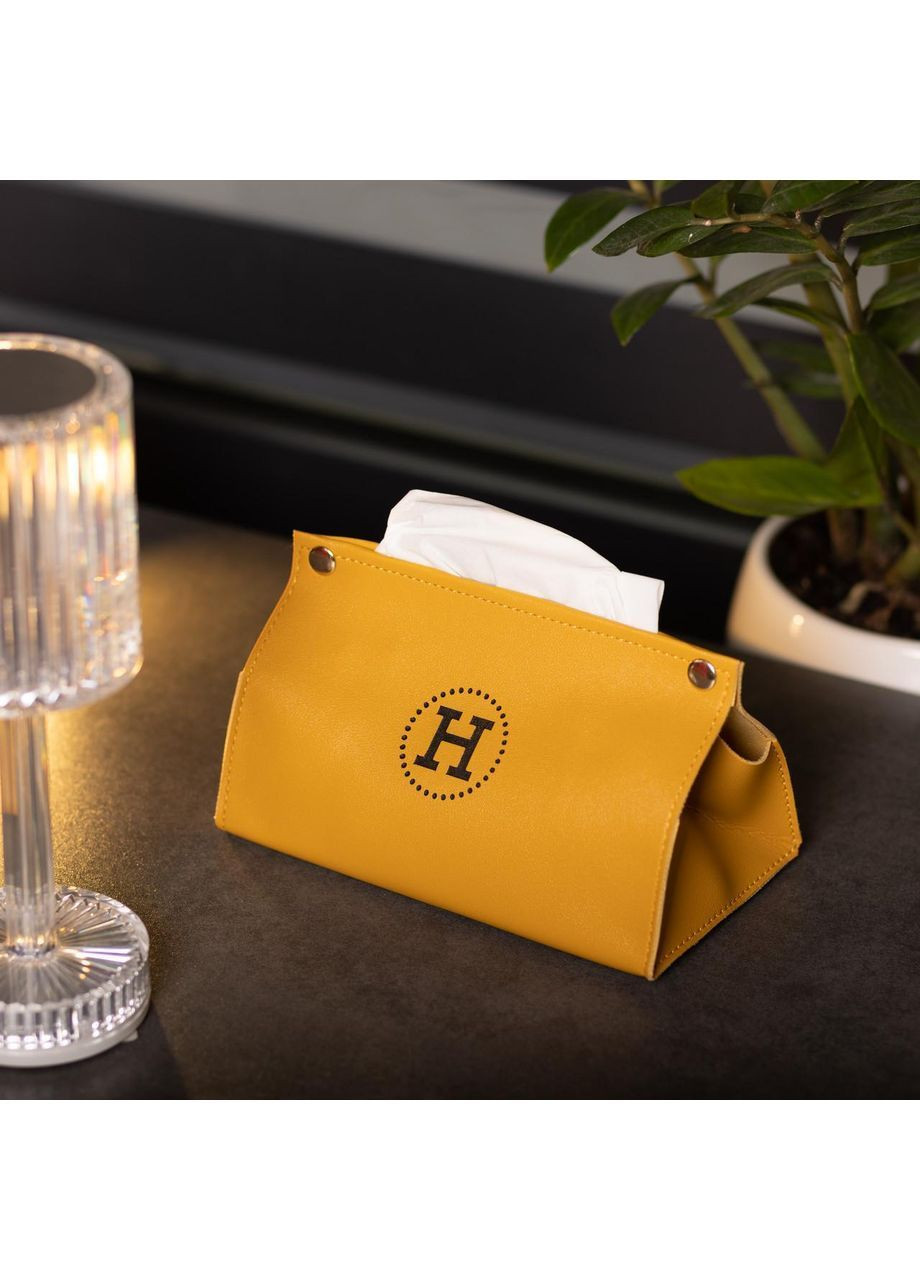 Салфетка из эко кожи 20×7.5×11.5 см для салфеток на кнопках Желтый HP-3-213Y No Brand (369966652)