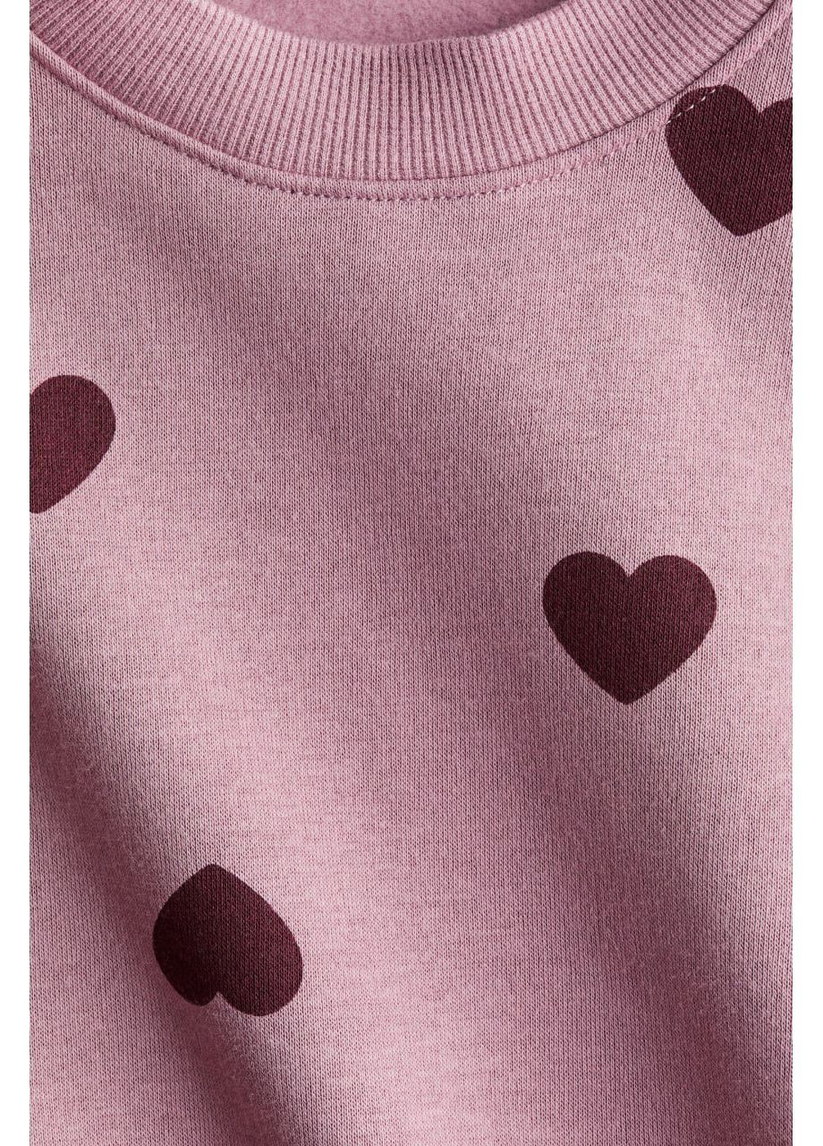 H&M дитячий на флісі сердечка темно-рожевий спортивний, повсякденний, кежуал трикотаж, фліс