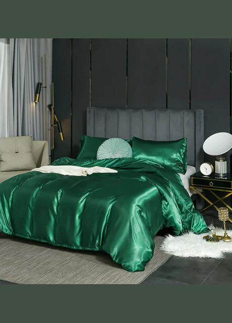 Постільна атласна білизна Сімейний 150 x 210 см Зелений + 4 x 50 x 70 (В141402-2-03) No Brand (348094904)