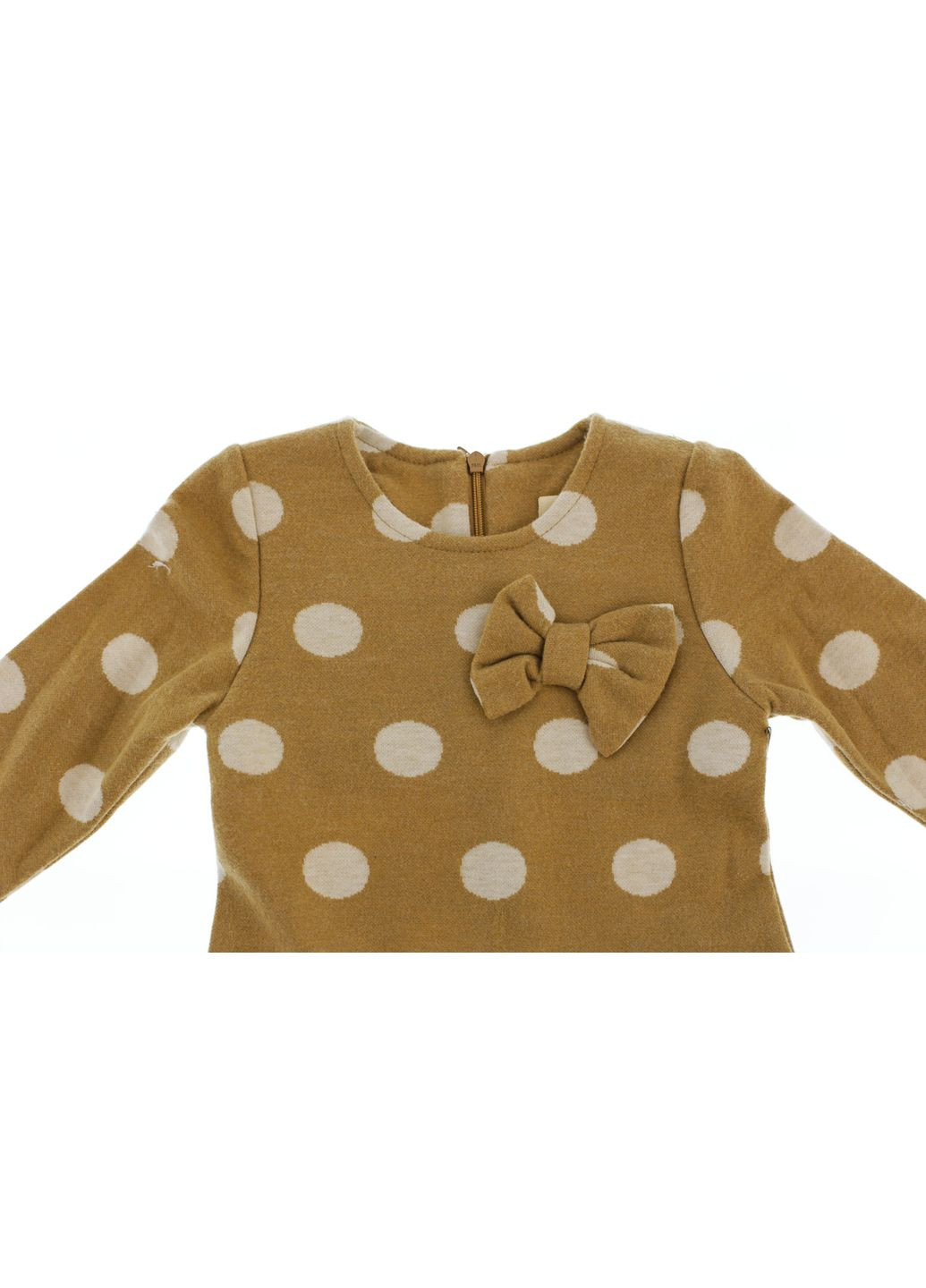 Бежевое платье с длинным рукавом флисовое в горошек бежевое 98 см (34705) BABYKROHA (323469482)