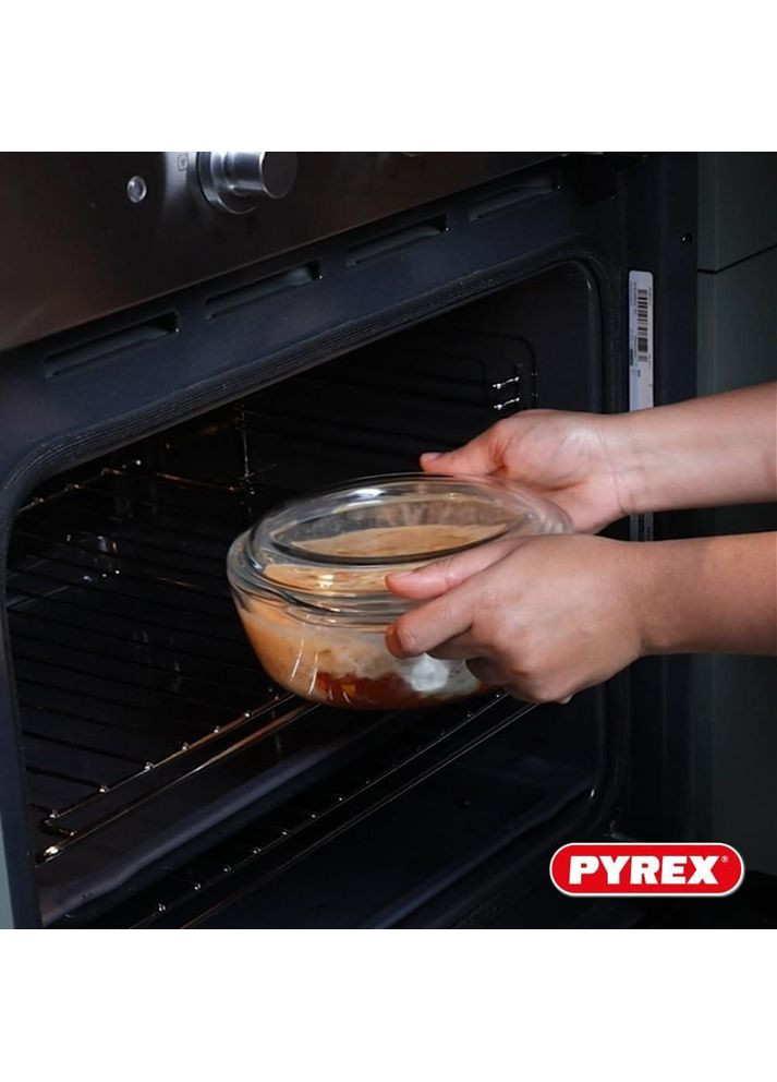 Жаровня с крышкой набор 2 шт, форма для запекания круглая прозрачная боросиликатное стекло, жаропрочная посуда Pyrex (359380448)