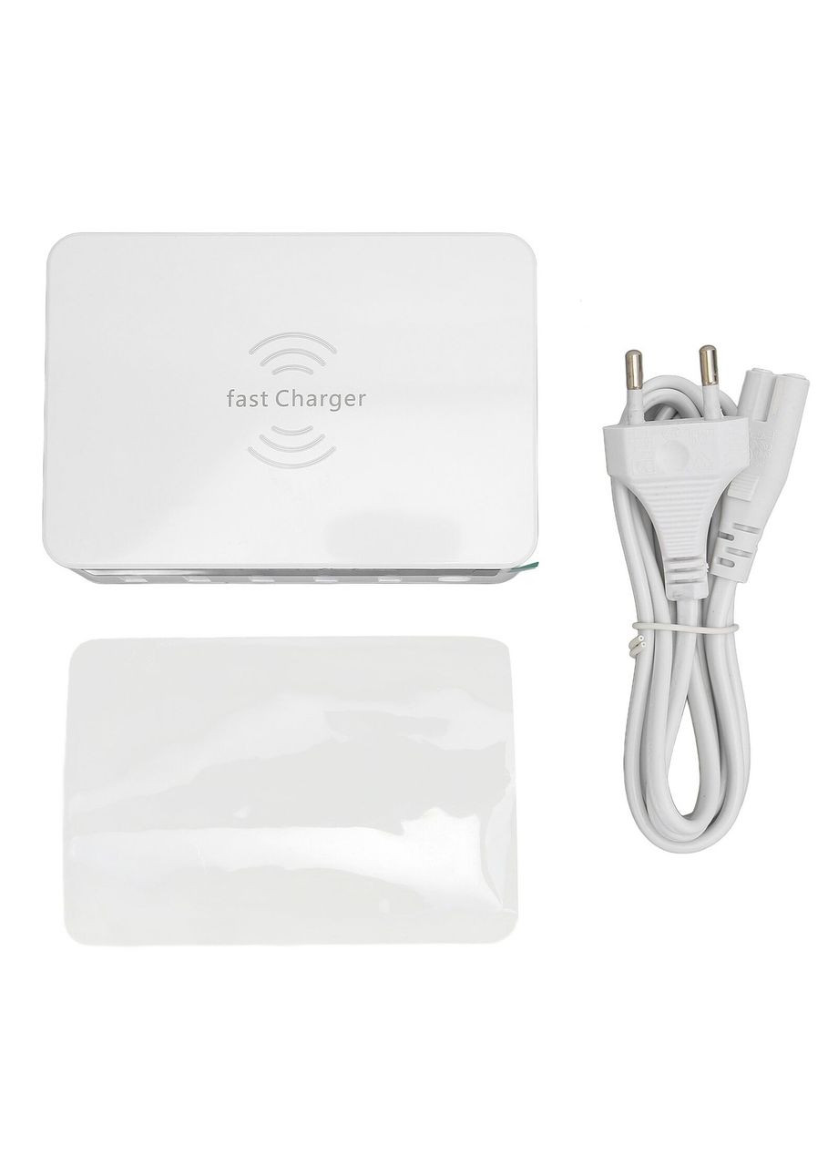 Зарядное устройство WLX-818F 1xUSB QC3.0 / 4xUSB / 1xType-C / беспроводная зарядка Qi 10W / 50W (Max) - White Primo (277631854)