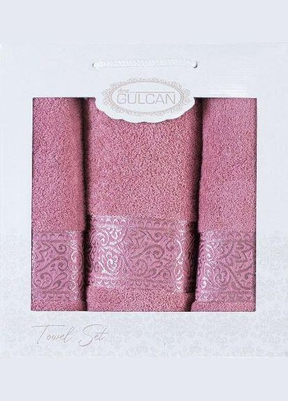 Набор полотенец Cotton — Ornament Pudra 50*90 (2 шт.)+70*140 (1 шт.) Gulcan розовый