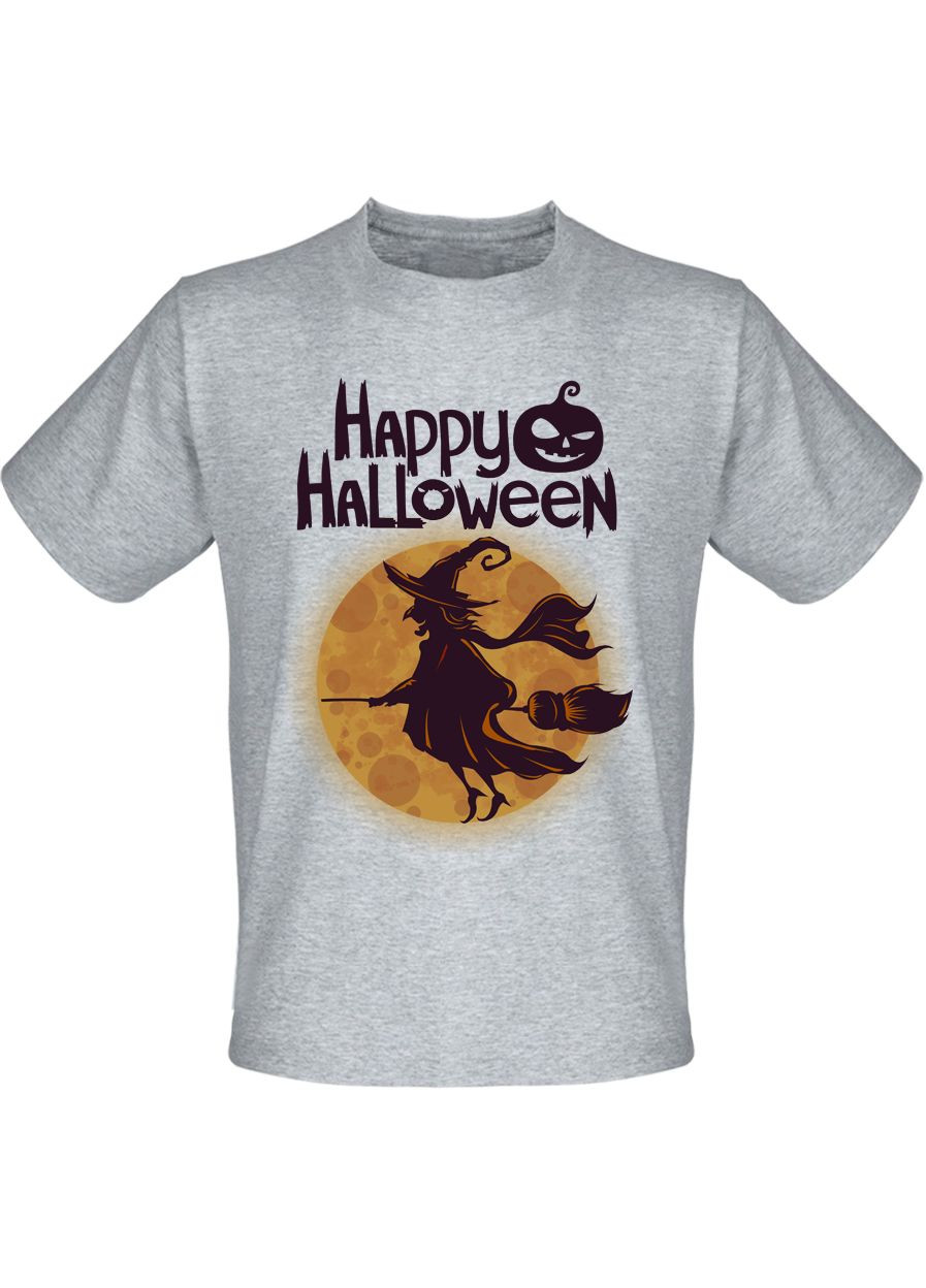 Серая футболка happy halloween (меланж) Fat Cat