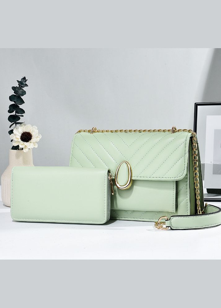 Набір клатч і гаманець на блискавці для жінок м'ятний екокожа (sku_1647М) No Brand (330575579)