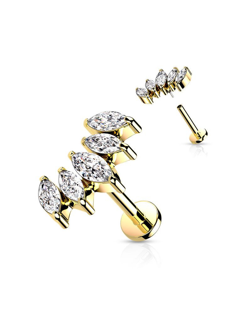 Серьга лабрет из стали LSIL01-1608-GDC для пирсинга хряща уха, хеликса (, 8мм) Spikes (333342193)